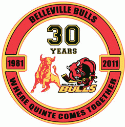 Belleville Bulls 2010 anniversary logo iron on transfers for T-shirts